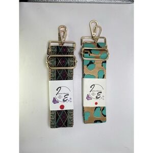 Marroon/Green  2" Wide Pair Adjus Replacement Purse Crossbody Strap w/Gold Hardw